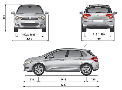 Citroen C4: Masy Pojazdów I Przyczep Wersji Z Silnikami Diesla (W Kg) - Dane Techniczne