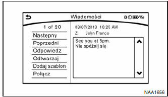 Ekran odebranych wiadomości