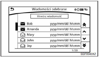 Wyświetlanie listy odebranych wiadomości