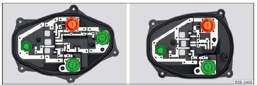 Rys. 228 Część wewnętrzna lampy: lampa podstawowa / lampa z diodami LED